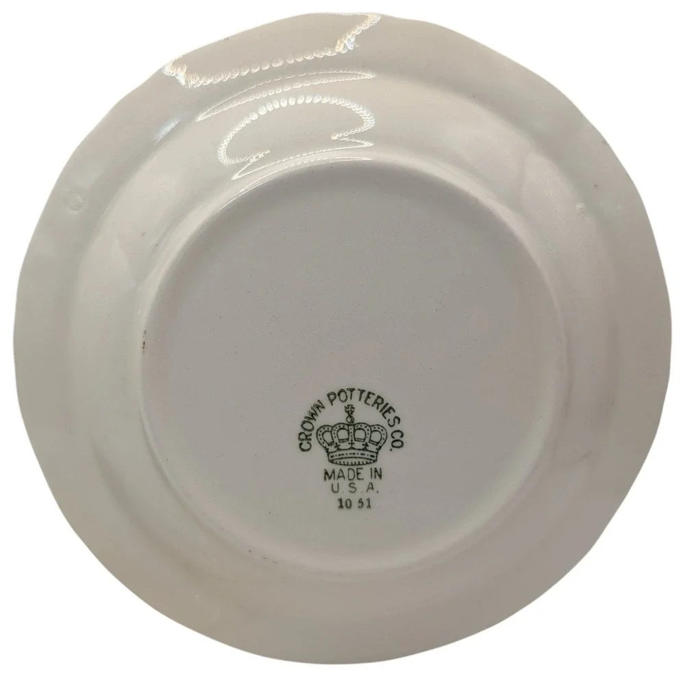 Vintage Crown Potteries Saucerers Metallic Gold Trim Mid Century Set of Three